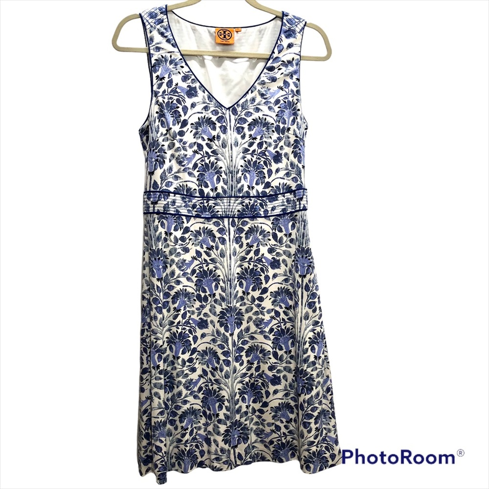 Tory Burch blue and white floral print dress